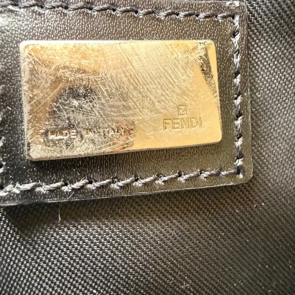 Vintage Fendi Zucca Zucchino Canvas Baguette Bag Black FF Monogram Double Zip - Picture 8 of 15